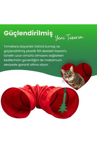 Miyav Kırmızı Renkli Uzun Kedi Tüneli 125 Cm