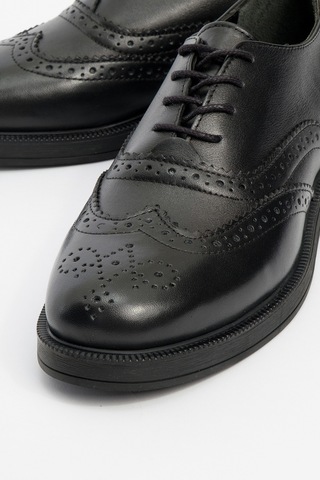 Luvishoes Avra Siyah Cilt Hakiki Deri Kadın Oxford Ayakkabı Siyah