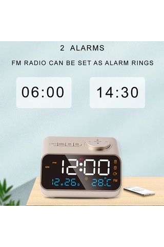Mordern Fm Radyo Led Çalar Saat Başucu Uyanma. Dijital Masa Takvimi Black