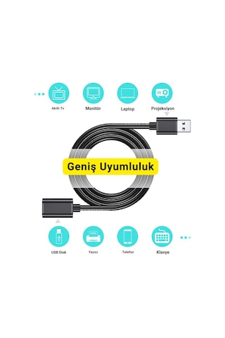 Essager 2metre Usb Uzatma Kablosu 480 Mbps Dişi Erkek Uzatma Kablosu Usb Male To Usb Veri Aktarım Kablosu