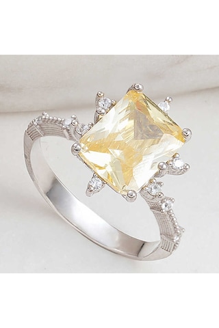 Casera's Gümüş Sarı Zirkon Taşlı Kadın Yüzük Csr2185308 Gümüş