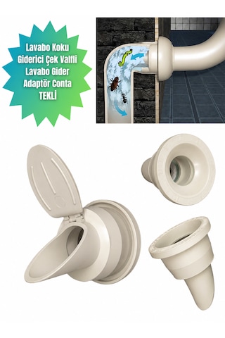 Ø50 Çekvalfli Lavabo Gider Adaptörü Koku Önleyici Gider Aparatı Geri Akış Önleyici Sızdırmaz Lavabo Ve Evye Gider Bağlantı Adaptörü Beyaz