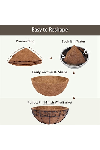 Adet Hindistan Cevizi Asılı Sepet Astarı 10 İnç, Saksılar İçin Sağlam Yuvarlak Astarlar Mükemmel Yedek, %100 Doğal