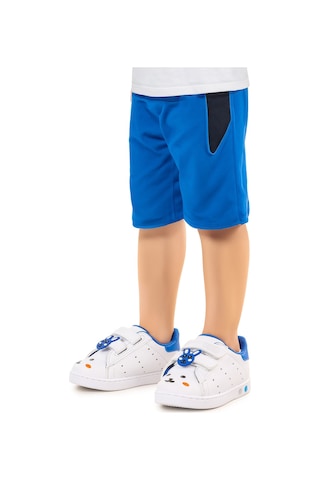 Kiko Kids Bart Cırtlı Işıklı Erkek Bebek Spor Ayakkabı Beyaz - Mavi