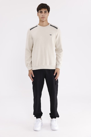 Rowinger Selanik Kumaş Yapılı Esnek Manşetli Konforlu Rahat Kesim Sweatshirt Beıge