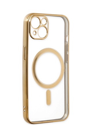 Cosmotex Newface Apple, Uyumlu iPhone 14 Plus Kılıf Magneticsafe Lazer Silikon - Gold