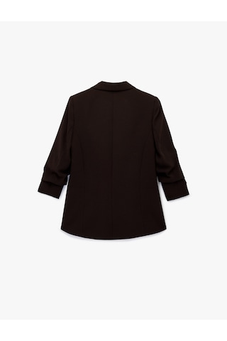 Koton Şal Yaka 3/4 Kollu Uzun Blazer Ceket Kahverengi 6sak50004uw Kahve