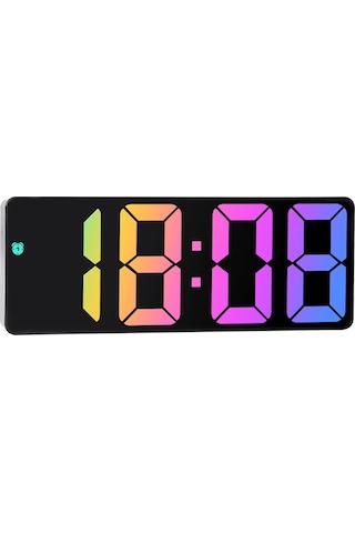 Led Dijital Saat Başucu Çalar Saat Çok Sayısı Ekran Renkli Büyük Ekran Duvar Saati Renk: Siyah Kabuk Siyah D Siyah