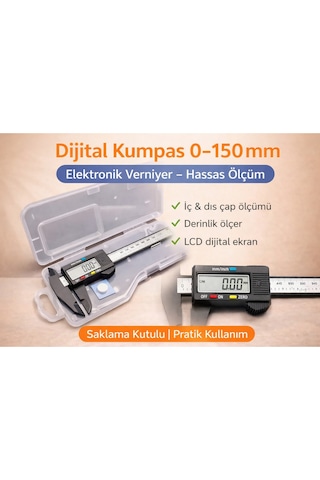 Senbang Dijital Kumpas 0 150 Mm Elektronik Verniyer Kumpas İç Dış Çap Ve Derinlik Ölçer