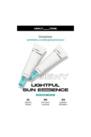 About Tone Su Bazlı Aydınlık Görünüme Sahip Vegan Güneş Esansı ABOUT TONE Lightful Dewy Sun Essence