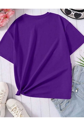 Kozia Outdoors Malkoçbey Kalp Baskılı Oversize Unisex Basic T-şhirt Mor. Mor