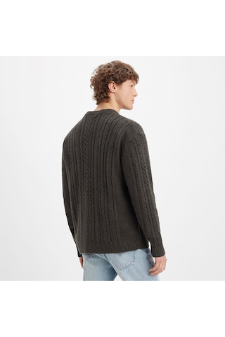 Levi's Battery Crewneck Erkek Bordo Yuvarlak Yaka Relaxed Fit Kazak Antrasit