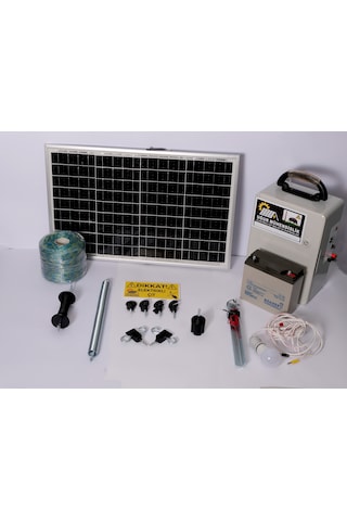 Elektrikli Çit 24ah-set3 Domuz Kovucu Cihazı 50 Watt Paneli 500metre Örgü-ağaç