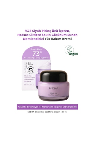 Midha Black Rice Soothing Hassas Ciltler için Nemlendirici Yüz Bakım Kremi 50 ML