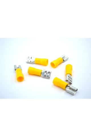 100 Adet 4,00-6,00mm Kablo Ucu 6,3 Dişi Fiş Sarı Sıkmalı