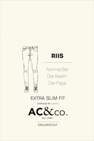 AC&Co / Altınyıldız Classics Ekstra Slim Fit Dar Kesim Pamuklu Riss Erkek Jean Kot Pantolon Koyu Lacivert