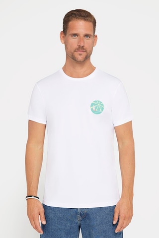 Tudors Erkek Slim Fit Dar Kesim %100 Pamuk Yumuşak Dokulu Baskılı Beyaz Bisiklet Yaka Tişört-29184 Beyaz