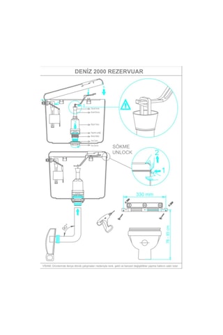 Visam Deniz 2000 Stoplu Spiral Dirsekli Klozet Üstü Rezervuar Beyaz