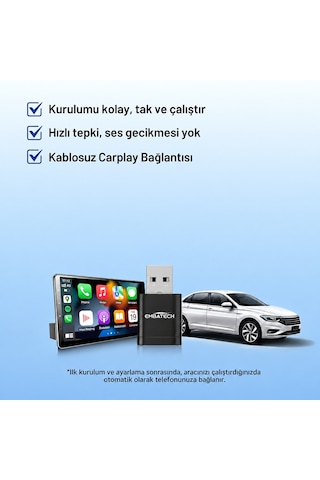 Embatech 2in1 Kablosuz Android Auto Ve Carplay Adaptörü Emt-006N