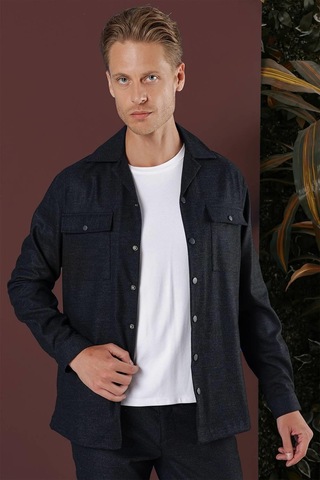 Efor G 1560 Slim Fit Lacivert Klasik Gömlek Lacivert