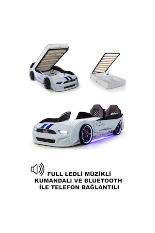 Bazalı Arabalı Yatak Kapıları Açılan Mustang Full Ledli Kumandalı Ve Müzikli