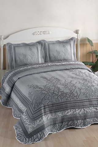Eylül Gri Çift Kişilik Kapitone Yatak Örtüsü