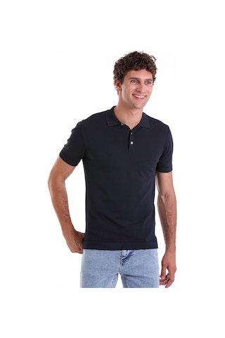 Hatemoğlu Lacivertvert Comfort Fit Düz Polo Yaka Rayon Triko Tişört Lacivert