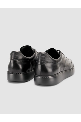 %100 Deri Bağıcıklı Siyah Erkek Sneaker Siyah