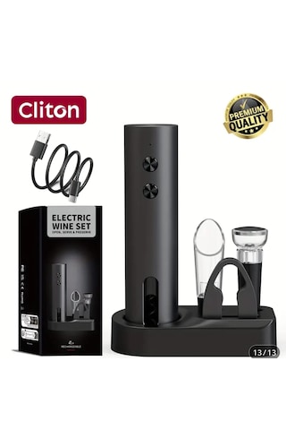 Atay Garage Otomatik Tirbuşon Şarap Şişe Aktarması Vakum Tıkacı Ve Saklama Ünitesi Siyah