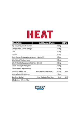 West Nutrition Heat Yeşil Çay Ekstresi - Garsiniya Ekstresi 120Tb + Hed...