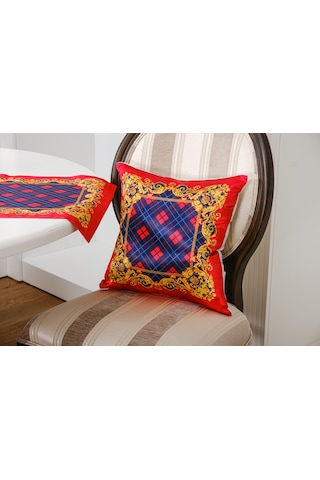 Finezza Belize Baskılı Saten Kumaş Kırmızıya Siyah Kırlent Kılıfı 45x45 cm- 1443