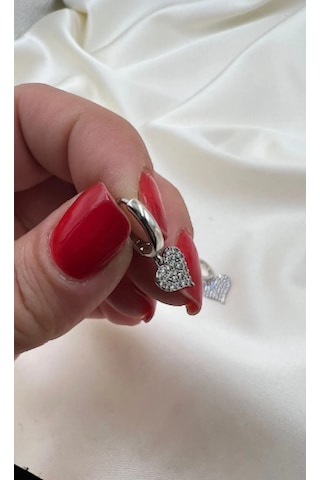 Bb Çelik Kalp Sallantılı Küpe Gümüş