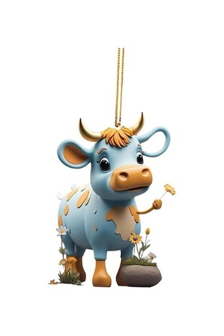 Lijinxu İnek Yılbaşı Ağacı Süslemeleri Ev Fotoğraf Sahne Oturma Odası İnek Araba Kolye Tarzı E