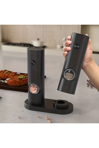 Honeybeeshop 1 Adet Siyah Tekli Paket Akıllı Algılama Elektrikli Öğütücü Tuz Ve Biber Öğütücü Pratik Dayanıklı Mutfak İçin Siyah Tekli Paket