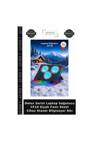 Delux Serisi Laptop Soğutucu Cf10 Siyah Fanlı Stant Cihaz Standı Bilgisayar Altı
