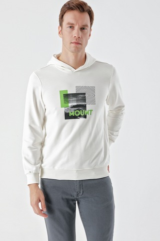 Morven Erkek Beyaz Trend Kapüşonlu Sweat-shirt Beyaz