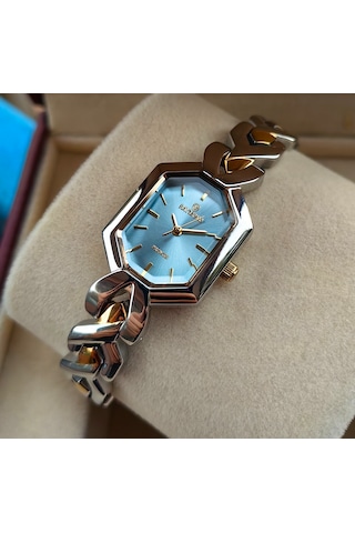 Raymond Turkuaz Kadran Çelik Kadın Kol Saati Gümüş