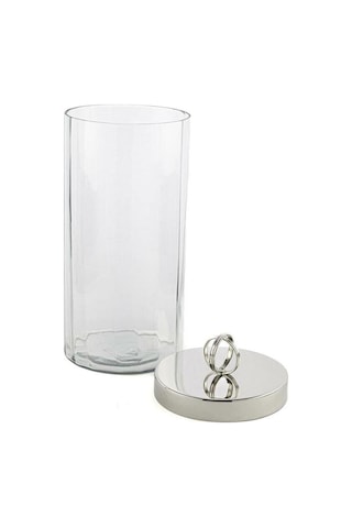 Gümüş Kapaklı Cam Kavanoz 13x26cm Gümüş