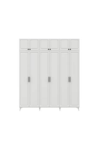 Guneystore Milas 6 Kapaklı Komple Mdf Ayaklı Yüklüklü Gardırop