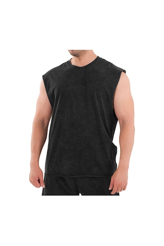 Kingsize Nutrition Kingsize Darksteel Antik Yıkamalı Kolsuz T-shirt Siyah Siyah