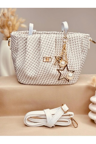 Elora Atelier Hobo Hasır Beyaz-taş Charmlı Çanta Çok Renkli