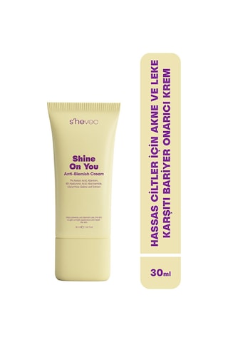 She Vec Shine On You Azelaik Asit Hassas Ciltler İçin Akne ve Leke Karşıtı Bariyer Koruyucu Krem 30 ML