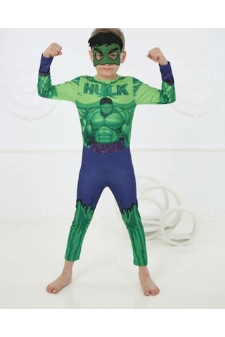 Pijama Moda Erkek Çocuk Yeşil Hulk Karakter Detaylı Kostüm Yeşil