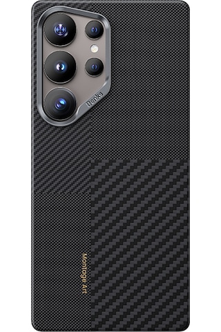 Galaxy Uyumlu S25 Ultra Kılıf Magsafe Şarj Özellikli Karbon Fiber Benks Montage Armorair Kevlar Kapak Siyah