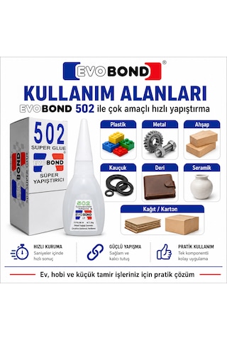 Evobond 502 Süper Hızlı 20 Gr Japon Yapıştırıcı 10 Adet
