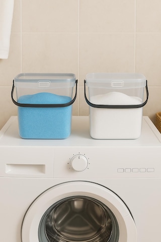 2 Li Multibox Deterjanlık Kutusu & Banyo Düzenleyici & Saklama Ku Şeffaf