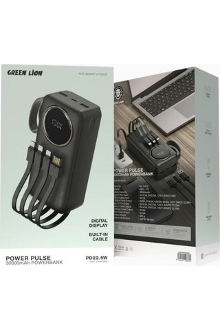 Green Lion Power Pulse 30000mah Pd 22.5w Powerbank Siyah Taşınabilir Şarj Cihazları