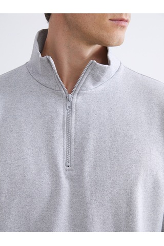 LC Waikiki Lc Waıkıkı Gri Fermuarlı Dik Yaka Uzun Kollu Erkek Sweatshirt