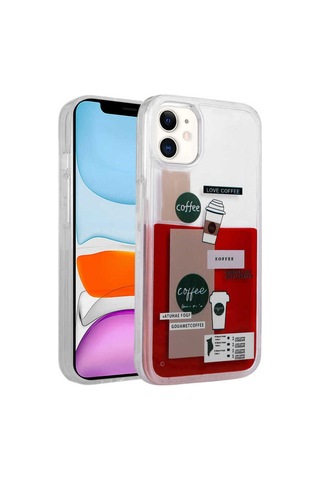 Apple Uyumlu iPhone 14 Kılıf Desenli Sıvılı Zore Drink Silikon Kapak NO1