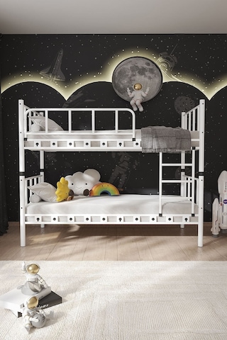 Argimo Zambak Metal Ranza Ve Karyola Beyaz 90 x 200